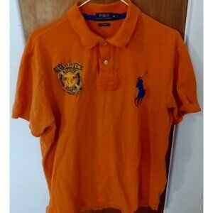 Polo Ralph Lauren Big Pony Shirt Marine Supply Orange Custom Fit Men Logo Crest